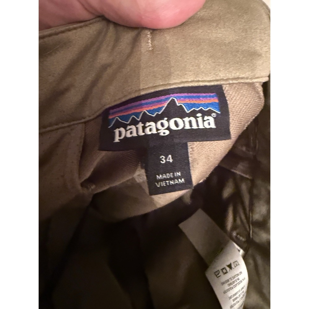 Patagonia Pants Mens 34 Khaki Terravia Trail Softshell Stretch Hiking Zip Pocket - Picture 7 of 8